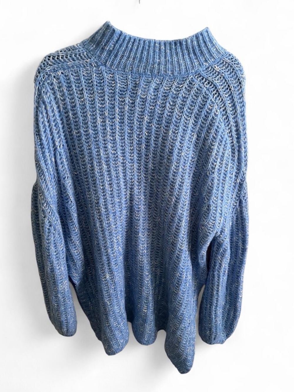 Anthropologie Pilcro Blue Marled Mock Neck Oversized Chunky Ribbed Knit Sweater - Picture 3 of 8